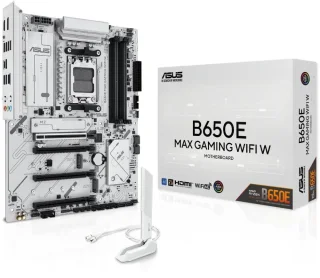 ASUS B650E MAX GAMING WIFI W - AMD B650 AM5 ATX Motherboard, White PCB, DDR5, PCIe 5.0, 3x M.2, Wi-Fi 6E, 2.5Gb LAN, USB 10Gbps Type-C, DisplayPort, HDMI, BIOS FlashBack, Aura Sync, Advanced AI PC
