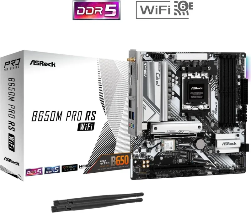 ASRock B650M Pro RS WiFi AM5 AMD B650 Micro ATX Motherboard - Featured Image