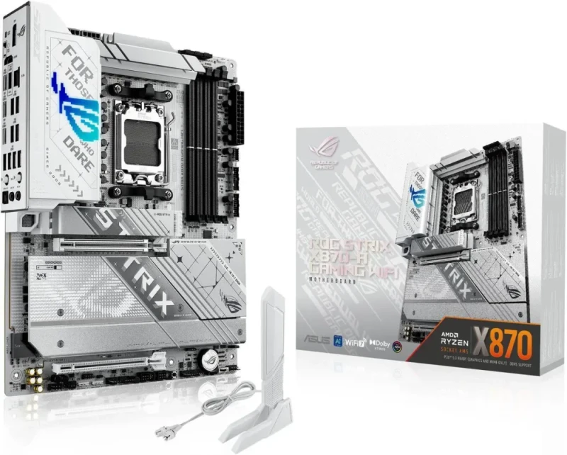 ASUS ROG STRIX X870-A GAMING WIFI AMD AM5 X870 ATX motherboard 16+2+2 power stages, Dynamic OC Switcher, Core Flex, DDR5 AEMP, WiFi 7, 4x M.2, PCIe 5.0, Q-Release Slim, USB4, AI OCing & Networking - Featured Image