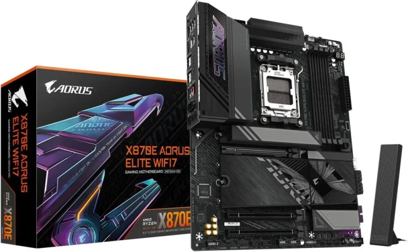 GIGABYTE X870E AORUS ELITE WIFI7 AM5 LGA 1718, ATX, DDR5, 4x M.2, PCIe 5.0, USB4, Wi-Fi 7, 2.5GbE LAN, EZ-Latch, 5-Year Warranty - Featured Image