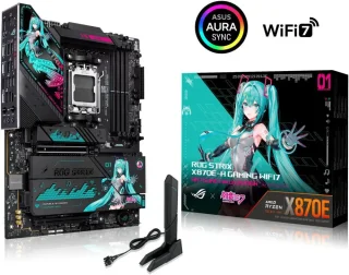 ASUS ROG STRIX X870E-H GAMING WIFI7 HATSUNE MIKU EDITION AMD X870E ATX motherboard, 16+2+1 power stages, Dynamic OC Switcher, Core Flex, DDR5, WiFi 7, 4x M.2, PCIe 5.0, dual USB4, USB 10Gbps Type-C