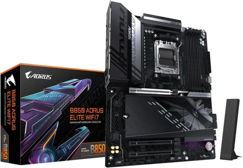 GIGABYTE B850 AORUS ELITE WIFI7 AMD AM5 LGA 1718 Motherboard, ATX, DDR5, 3x M.2, PCIe 5.0, USB-C, WIFI7, 2.5GbE LAN, EZ-Latch 5-Year Warranty - Featured Image