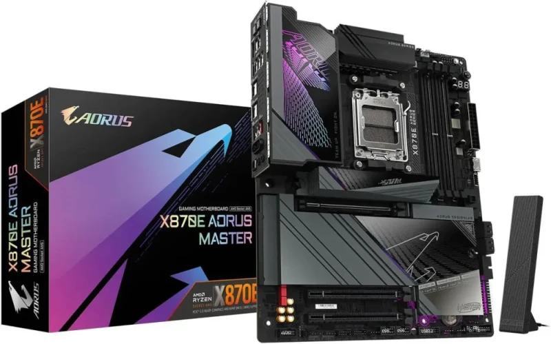 GIGABYTE X870E AORUS MASTER AM5 LGA 1718, ATX, DDR5, 4x M.2, PCIe 5.0, USB4, Wi-Fi 7, 5GbE LAN, EZ-Latch, 5-Year Warranty - Featured Image