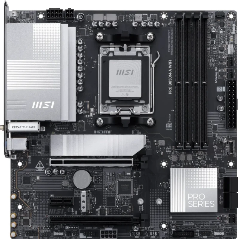 MSI PRO B850M-A WIFI AM5 , Wi-FI 7, 5G LAN, SATA 6Gbps, Bluetooth 5.4, double M.2 support,Micro ATX AMD Motherboard - Featured Image