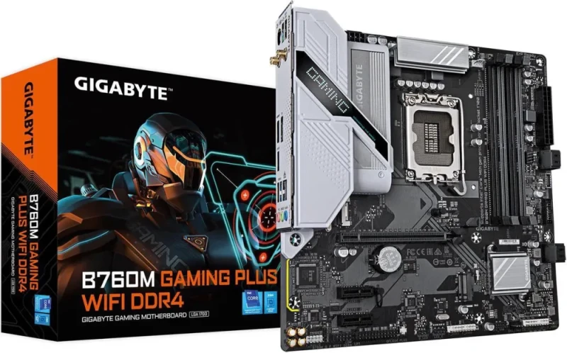 GIGABYTE B760M GAMING PLUS WIFI DDR4 LGA 1700 Intel B760 M-ATX Motherboard with DDR4, 2* M.2, PCIe 4.0, Front USB 3.2 Gen 1 Type-C, WiFi 6 GbE LAN, Q-Flash Plus, PCIe EZ-Latch - Featured Image