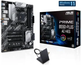 ASUS Prime B550-PLUS AC-HES AMD AM4 (3rd Gen Ryzen) ATX motherboard (dual M.2, PCIe 4.0, WIFI 5, 1 Gb Ethernet, DisplayPort/HDMI, SATA 6 Gbps, USB 3.2 Gen 2 Type-C, front USB 3.2 Gen 1 Type-C