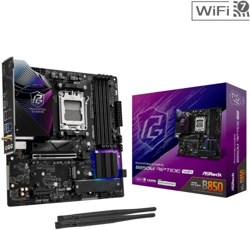 ASRock B850M Riptide WiFi AM5 AMD B850 Micro ATX Motherboard - Featured Image