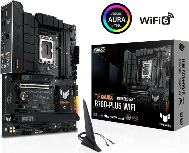 ASUS TUF GAMING B760-PLUS WIFI Intel B760 (14th, 13th and 12th Gen)  LGA 1700 ATX motherboard with PCIe 5.0, three PCIe 4.0 M.2 slots, DDR5, Realtek 2.5Gb Ethernet, DisplayPort, HDMI, SATA 6 Gbps, - Featured Image