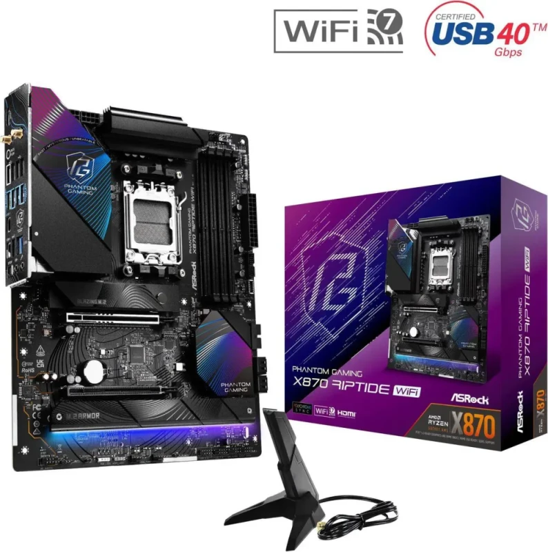 ASRock X870 RIPTIDE WIFI AM5 AMD X870 ATX Motherboard - Featured Image