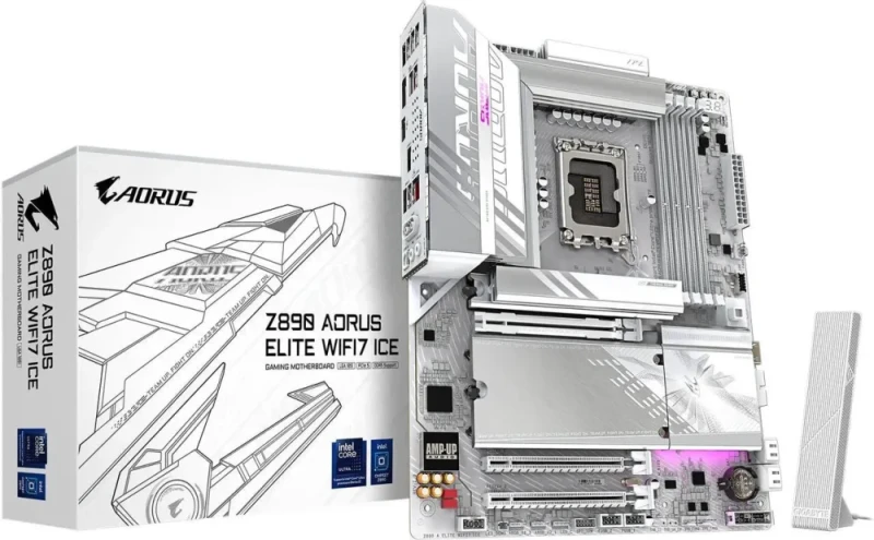 GIGABYTE Z890 AORUS ELITE WIFI7 ICE Ultra Core (Series 2) LGA 1851, ATX, DDR5, 4x M.2, PCIe 5.0, Thunderbolt 4, WIFI7, 2.5GbE LAN, EZ-Latch - Featured Image
