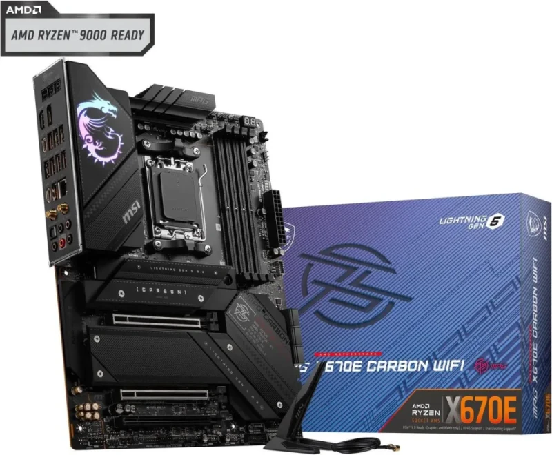 MSI MPG X670E CARBON WIFI DDR5 AM5 AMD Ryzen™ 7000 Series SATA 6Gb/s  ATX Motherboards, Wi-Fi 6E, 2.5G Network Solution. - Featured Image