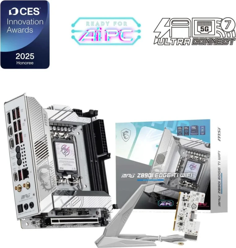 MSI MPG Z890I EDGE TI WIFI LGA 1851 Intel Z890 Mini ITX Motherboard - Featured Image
