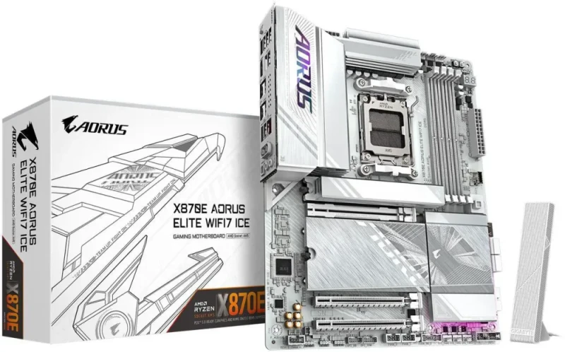 GIGABYTE X870E AORUS ELITE WIFI7 ICE AMD AM5 LGA 1718 Motherboard, ATX, DDR5, 4x M.2, PCIe 5.0, USB4, WIFI7, 2.5GbE LAN, EZ-Latch, 5-Year Warranty - Featured Image