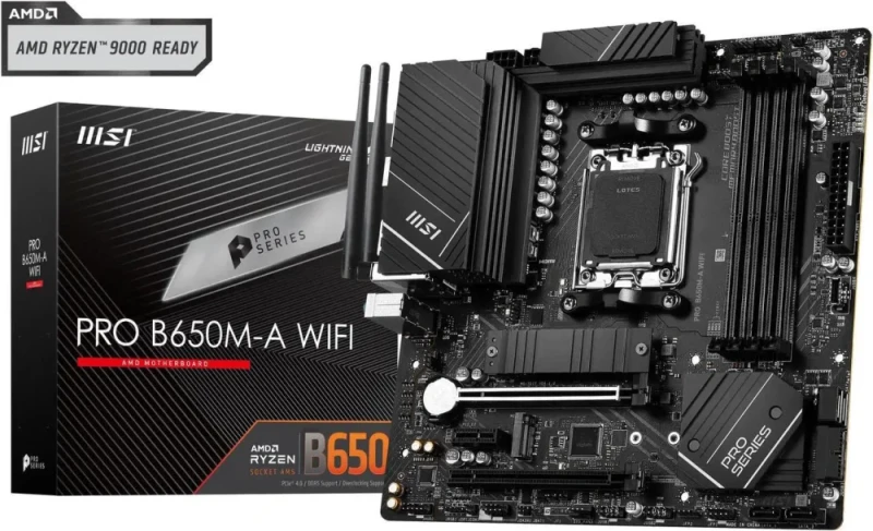 MSI PRO B650M-A WIFI AM5 AMD B650 SATA 6Gb/s DDR5 Ryzen 7000 Micro ATX Motherboard - Featured Image