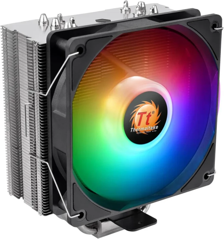 Thermaltake UX210 5V Motherboard ARGB Sync 16.8 Million Colors 10 Addressable LED Intel/AMD Universal Socket Copper Base U-Shape Heatpipes Hydraulic Bearing 150W CPU Cooler CL-P079-CA12SW-A - Featured Image