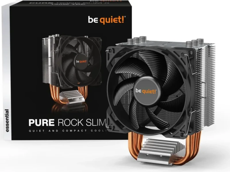 be quiet! Pure Rock Slim 2 CPU Air Cooler | Socket Support for Intel LGA 1851,1200,1150,1151,1155 - and AMD AM4,AM5 Support - Low Noise Cooler - Compact Air Cooler - Silver/Black (BK030) - Featured Image