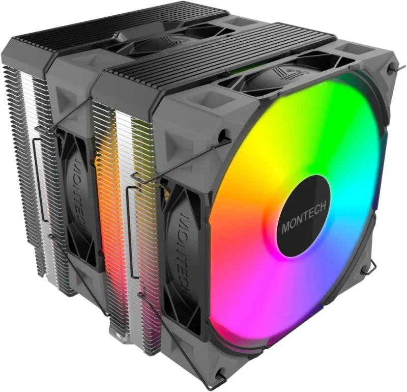 MONTECH NX600 ARGB Dual-Tower CPU Air Cooler with 6 Heatpipes & Premium Top Cover | Intel LGA1700 / 1851 & AMD AM5 Support | Black - Featured Image