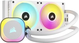 CORSAIR iCUE LINK H100i RGB Liquid CPU Cooler - QX120 RGB Fans - White - 240mm Radiator - Fits Intel LGA 1851, 1700, AMD AM5 - iCUE LINK System Hub Included