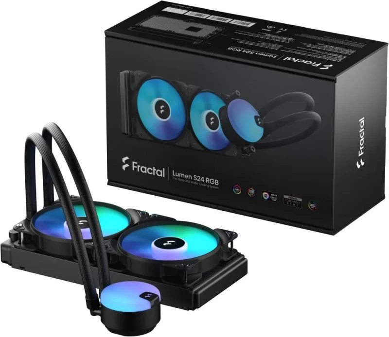 Fractal Design Lumen S24 v2 RGB Aspect 12 RGB x2 AIO CPU Liquid/Water Cooler - Supports Intel LGA 1851/1700/1150/1151/1155/1156/1200 LGA 1366/2011/2011-3/2066 and AMD AM5/AM4 - Featured Image