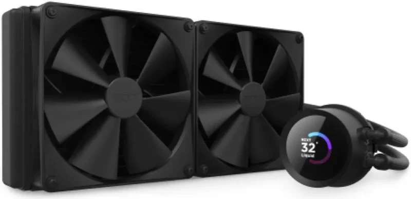 NZXT Kraken 280mm - RL-KN280-B1 - AIO CPU Liquid Cooler - LCD Display - 2 x F140P Static Pressure Fan Radiator Fans, Intel LGA 1851/1700 & AMD AM5 Compatible - Featured Image