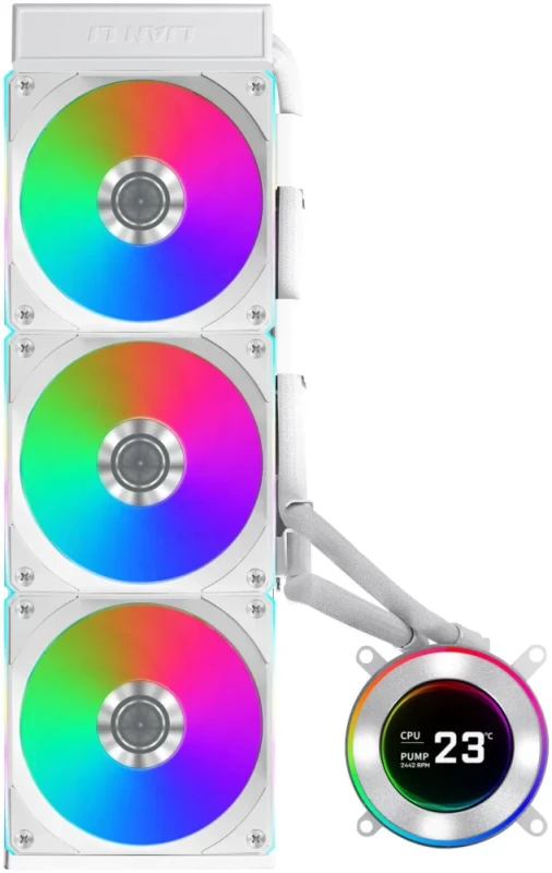 Lian Li Hydroshift II 360 CL RGB Liquid CPU Cooler - 360mm AIO - 3X 120 RGB Fans - 2.1 IPS LCD Screen - 3 Control Mode - Flexible Tubes Clamp - LGA 1851/1700, AMD AM5/AM4 - White (HS2LCD36RW) - Featured Image
