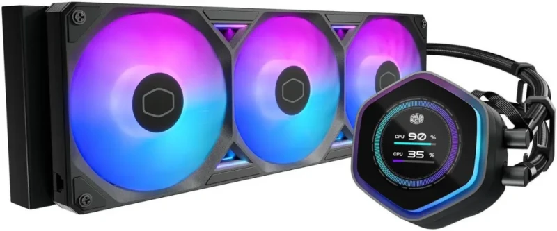 Cooler Master Atmos II 360 LCD FreeForm 2.0  AIO CPU Liquid Cooler, LCD Panel, Dual Chamber Pump, 400mm Tubing, SickleFlow Edge 360 ARGB PWM, R9|Ultra 9, AMD Ryzen AM5, Intel LGA 1851 Platform - Featured Image