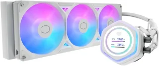 Cooler Master Atmos II 360 White LCD FreeForm 2.0  AIO CPU Liquid Cooler, LCD Panel, Dual Chamber Pump, 400mm Tubing, SickleFlow Edge 360 ARGB PWM, R9|Ultra 9, AMD Ryzen AM5, Intel LGA 1851 Platform