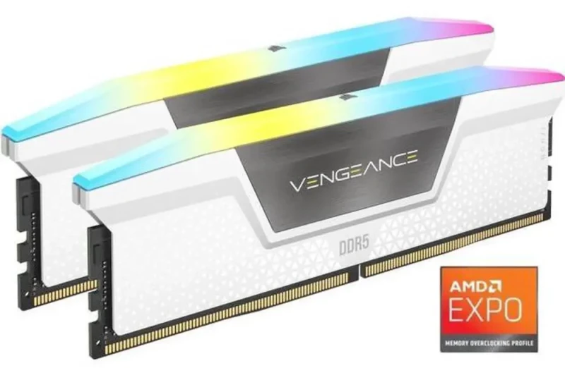 CORSAIR Vengeance RGB 32GB (2 x 16GB) 288-Pin PC RAM DDR5 6400 (PC5 51200) Desktop Memory Model CMH32GX5M2N6400C36W - Featured Image