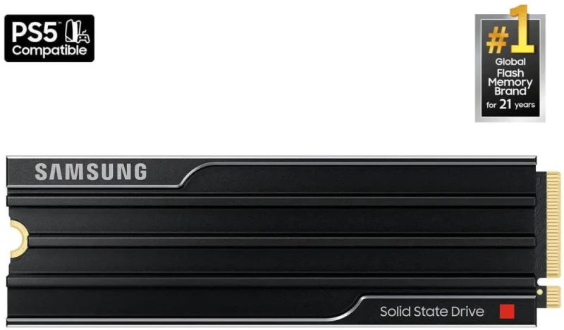 SAMSUNG SSD 9100 PRO with Heatsink 4TB, PCIe 5.0x4 M.2 2280, Seq. Read Speeds Up to 14,800/13,400 MB/s, Best for AI Computing, Gaming, and Heavy Duty Workstations (MZ-VAP4T0CW) - Featured Image