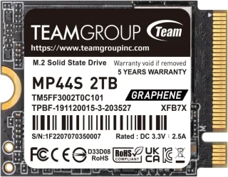 Team Group MP44S M.2 2230 2TB PCIe 4.0 x4 with NVMe, STEAM Deck Compatible, Internal Solid State Drive (SSD) TM5FF3002T0C101