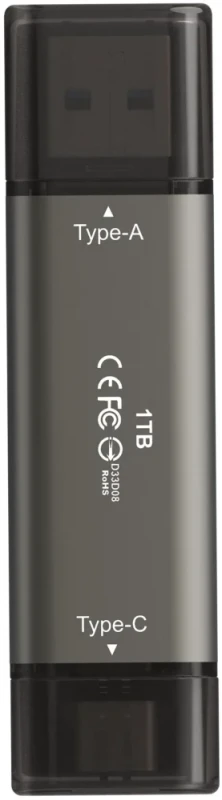 TEAM X2 MAX DRIVE 1TB Titanium USB 3.2 Gen2 External Solid State Flash Drive, Dual Interface Type-C and Type-A, Smartphone/Tablet/Laptop/PC/Chromebook Compatible, Speed Up to 1000MB/s (TX2MAX31TBT01) - Featured Image