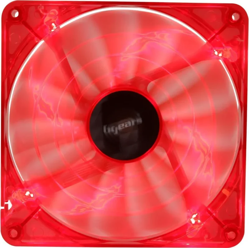 Bgears b-PWM 140 Translucent Red with Red LEDs, 15 Blades 2 Ball Bearing PWM fan with 500 to 1800 RPM, 110 CFM, 35.8dBA - Featured Image