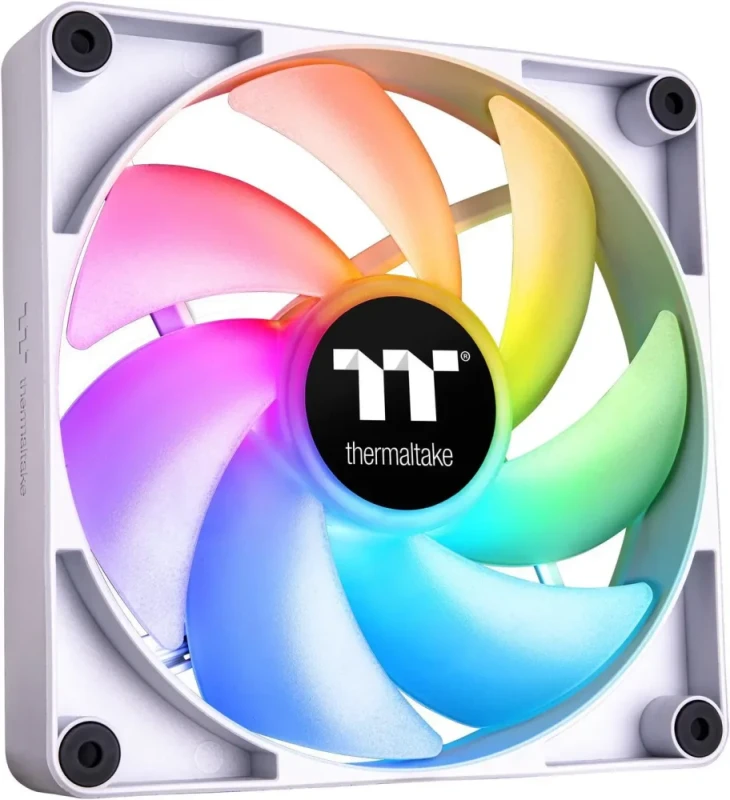 Thermaltake CT140 ARGB Sync PC Cooling Fan White (2-Fan Pack), 5V Motherboard Sync, 16.8 Million Colors 9 Addressable LEDs, 140 mm Hydraulic Bearing Case/Radiator Fan, CL-F154-PL14SW-A - Featured Image