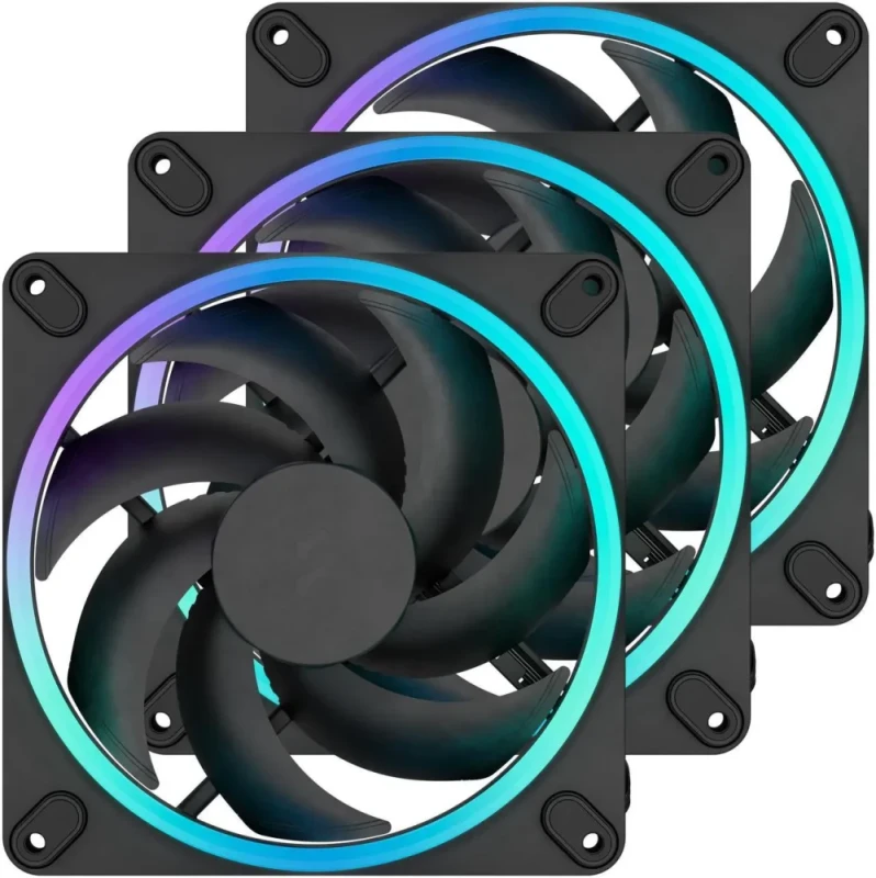 Fractal Design Momentum 14 RGB PWM Black 140 mm ARGB LED FDB (Fluid Dynamic Bearing) PC Case Fan (3-pack) - Featured Image