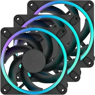 Fractal Design Momentum 12 RGB PWM Black 120 mm ARGB LED FDB (Fluid Dynamic Bearing) PC Case Fan (3-pack)