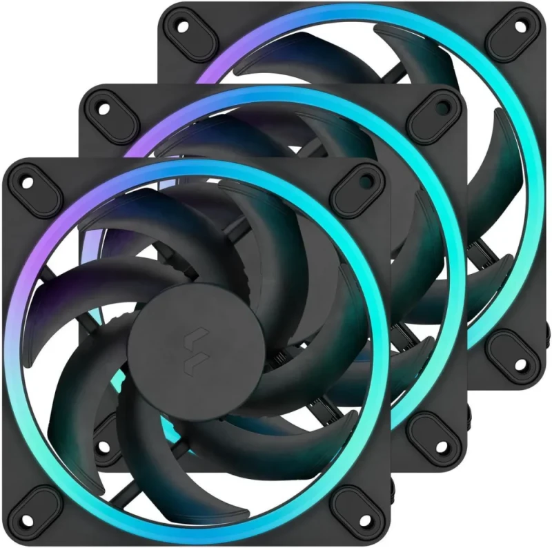 Fractal Design Momentum 12 RGB PWM Black 120 mm ARGB LED FDB (Fluid Dynamic Bearing) PC Case Fan (3-pack) - Featured Image