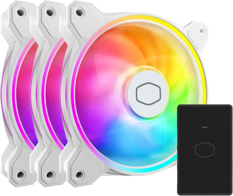 Cooler Master MasterFan MF120 Halo² White 3in1 PC Case|Liquid Cooler|Air Cooler Fan, Dual Loop Gen 2 ARGB LEDs Rings, Dynamic PWM 120mm 2,050 RPM, Air Balance Blades, Hybrid Frame (MFL-B2DW-213P2-R2) - Featured Image