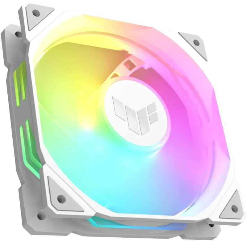 ASUS TUF Gaming TR120 120mm ARGB White Reverse Fan Blade Triple Pack 28mm Fan Frame, 2.75mm H2O Static Pressure, 76.3 CFM Airflow, Double-layer LED Array, Flexible Side Pattern, Aura Sync, PWM fan - Featured Image