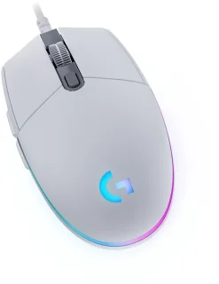 Logitech G203 Wired Gaming Mouse, 8,000 DPI, Rainbow Optical Effect LIGHTSYNC RGB, 6 Programmable Buttons, On-Board Memory, Screen Mapping, PC/Mac Computer and Laptop Compatible - White