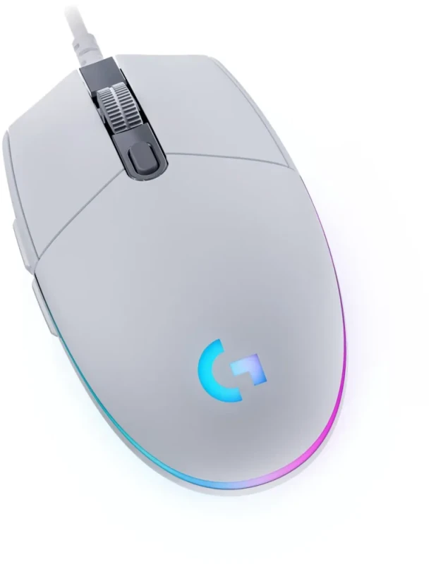 Logitech G203 Wired Gaming Mouse, 8,000 DPI, Rainbow Optical Effect LIGHTSYNC RGB, 6 Programmable Buttons, On-Board Memory, Screen Mapping, PC/Mac Computer and Laptop Compatible - White - Featured Image