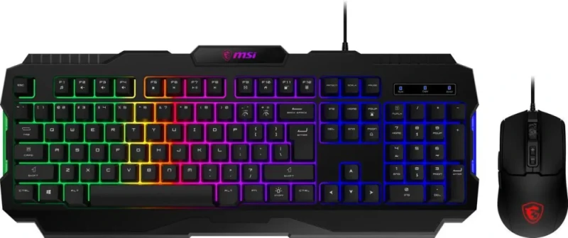 MSI Forge GK100 Combo – Gaming RGB Keyboard & Mouse Set, 19-Key Anti-Ghosting, 6400 DPI Optical Sensor, 6-Mode RGB, up to 6,400 DPI, Black - Featured Image