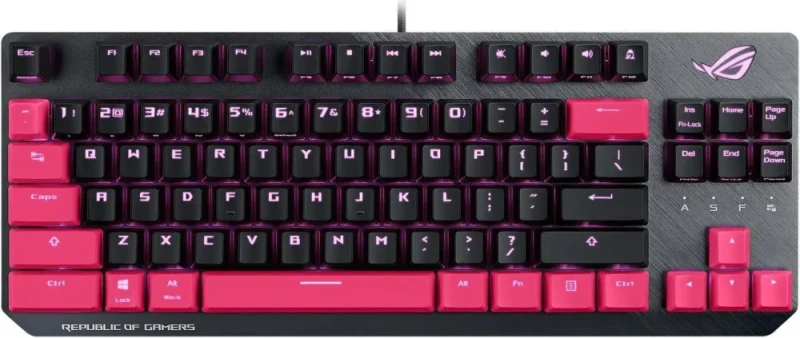 ASUS ROG Strix Scope TKL Electro Punk Mechanical Gaming Keyboard | Cherry MX Red Switches | 2X Wider Ctrl Key for Greater FPS Precision | Gaming Keyboard for PC | Aura Sync RGB Lighting, Quick-Toggle - Featured Image