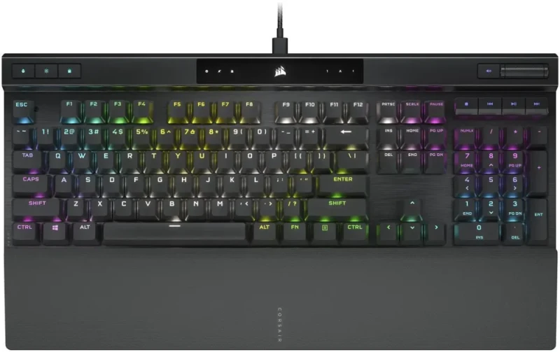 Corsair K70 RGB PRO Wired Mechanical Gaming Keyboard (CHERRY MX RGB Speed Switches: Linear and Rapid, 8,000Hz Hyper-Polling, PBT DOUBLE-SHOT PRO Keycaps, Soft-Touch Palm Rest) QWERTY, NA - Black - Featured Image