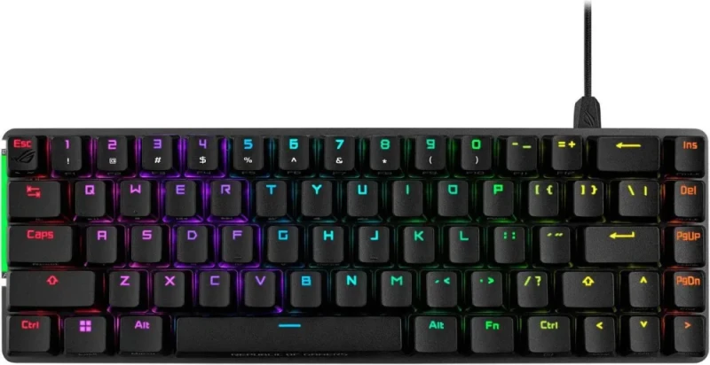 ASUS ROG Falchion Ace 65% RGB Compact Gaming Mechanical Keyboard, Lubed ROG NX Brown Switches & Switch Stabilizers, Sound-Dampening Foam, PBT Keycaps, Wired with KVM, Three Angles, Cover Case-Black - Featured Image