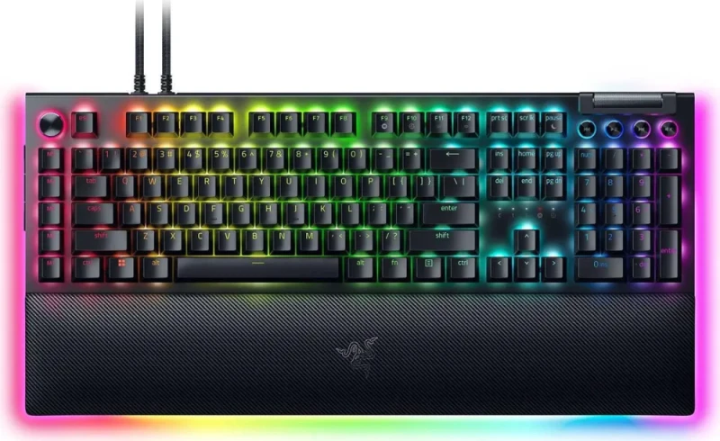 Razer BlackWidow V4 Pro Wired Mechanical Gaming Keyboard - Green Switches (Tactile & Clicky), Doubleshot ABS Keycaps, Command Dial, Chroma RGB, Magnetic Wrist Rest, Snap Tap - Black - Featured Image