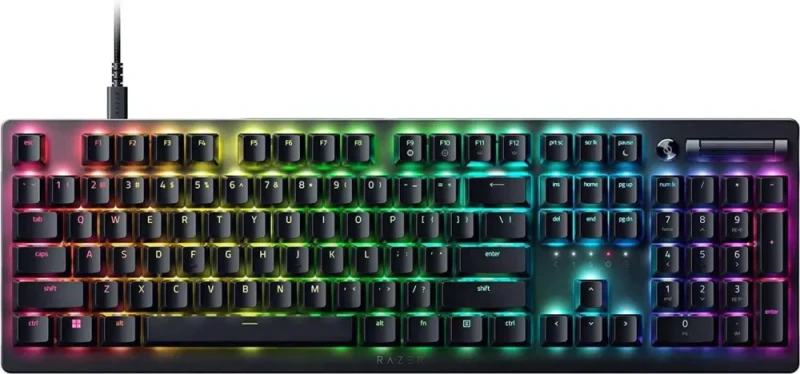 Razer DeathStalker V2 Gaming Keyboard: Low-Profile Keys - Linear Red Optical Switches - Ultra-Durable Coated Keycaps - Durable Aluminum Top Plate - Multi-Function Roller and Media Button - Chroma RGB - Featured Image