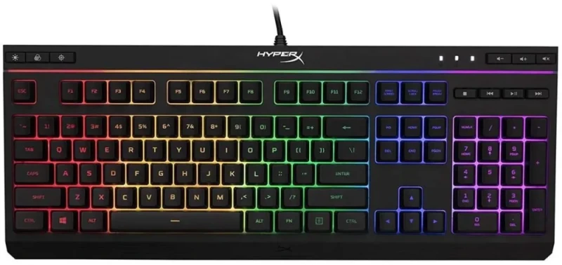 HyperX Alloy Core RGB - Membrane Gaming Keyboard, Comfortable Quiet Silent Keys with RGB LED Lighting Effects, Spill Resistant, Dedicated Media Keys, Compatible with Windows 10/8.1/8/7 - Black - Featured Image