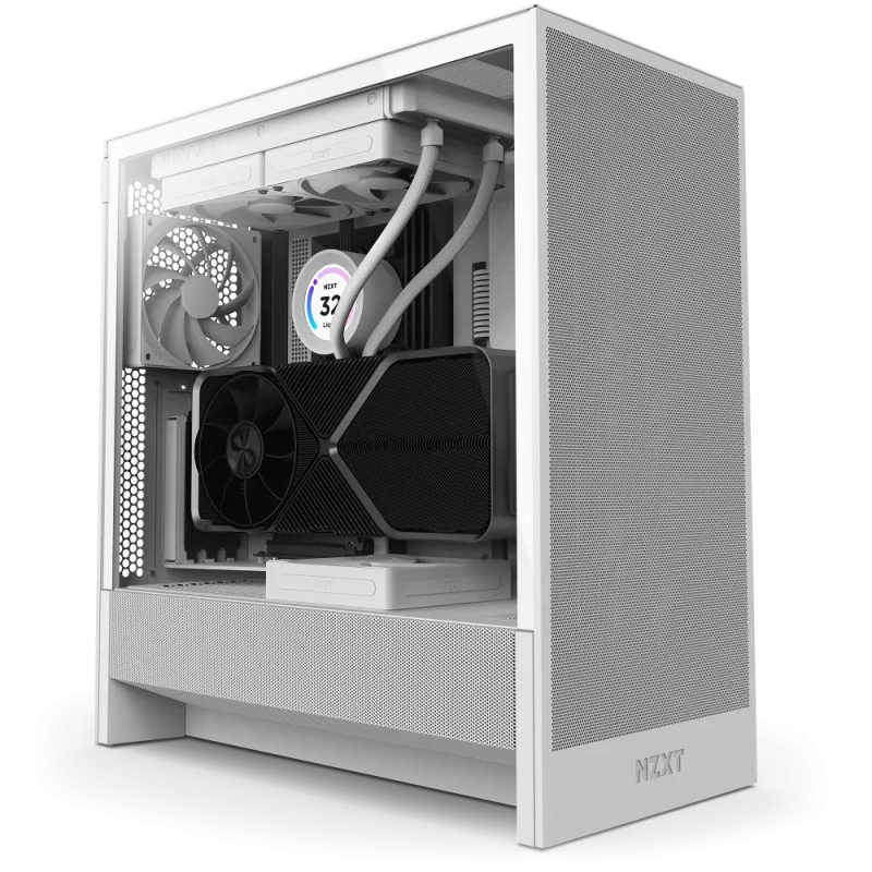 NZXT H Series H5 Flow 2024 Edition ATX Mid Tower Chassis All White Color - Featured Image