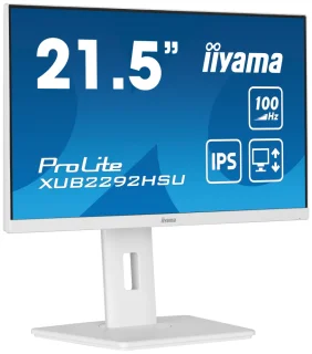 iiyama ProLite XUB2292HSU-W6 22" Full HD IPS Monitor - 100Hz, 0.4ms MPRT, FreeSync Premium, HDMI/DP, Height Adjustable, White, Speakers
