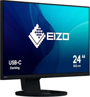 EIZO FlexScan EV2480-BK 23.8" Full HD IPS Office Monitor - 60Hz, 5ms GtG, USB-C 60W PD, HDMI/DP/DVI/VGA, USB Hub, Height Adjustable, Pivot, Black